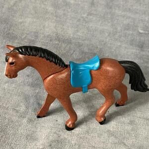 Playmobil Brown Horse Figure with Blue Saddle for Western Ranch & Knights